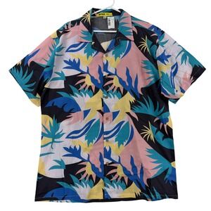 88TEES‎ Hawaiian Shirt Mens 2XL Multicolor Tropical Aloha Short Sleeve Button Up